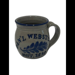 Vintage Salt Glazed Stoneware Mug with Cobalt Blue Accents.